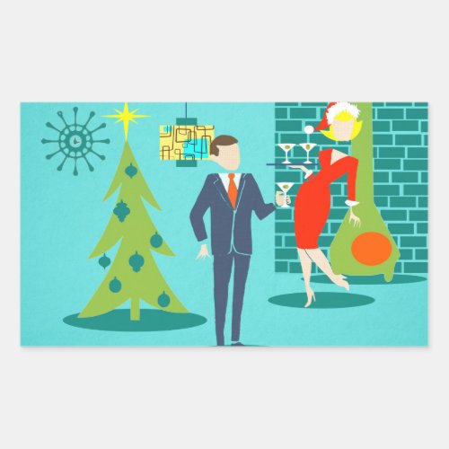 Retro Holiday Cartoon Couple Stickers