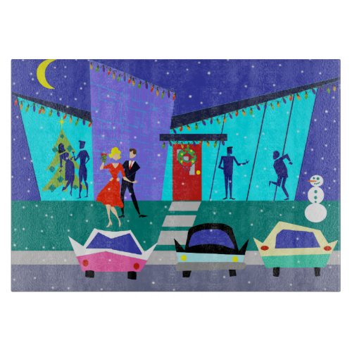 Retro Holiday Cartoon Party Cutting Board