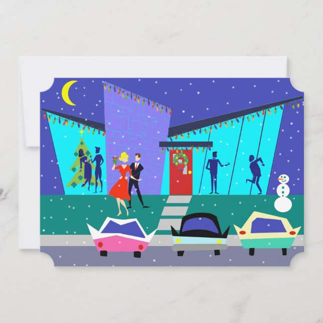 Retro Holiday Cartoon Party Invitations (Front)