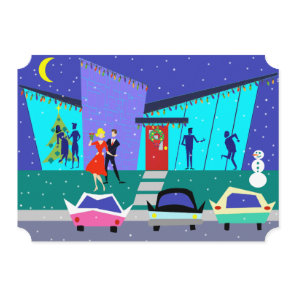 Retro Holiday Cartoon Party Invitations