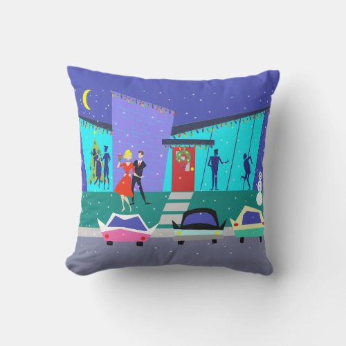 Retro Holiday Cartoon Party Outdoor Pillow