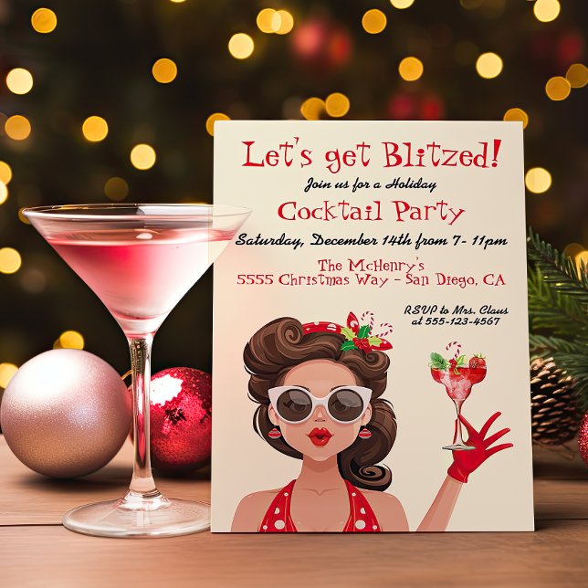 Retro Holiday Christmas Cocktail party Invitations (Creator Uploaded)