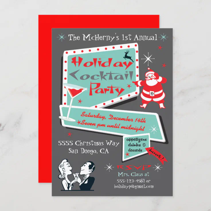 retro christmas party invitations