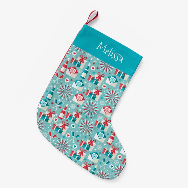 Retro Holiday Christmas Stocking (Front (Hanging))