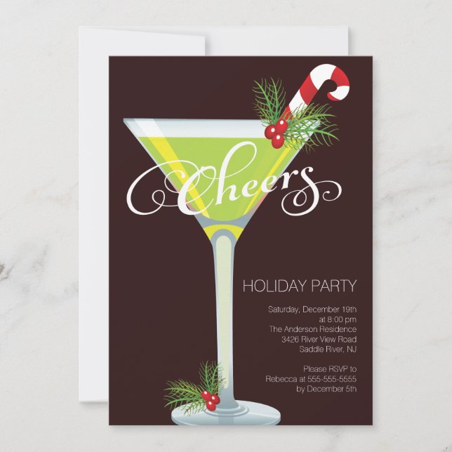 Retro Holiday Cocktail Party Invitation (Front)