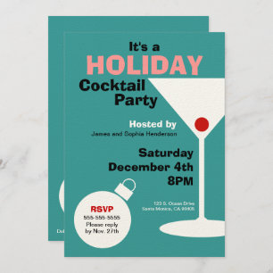 Retro Holiday Cocktail Party Invitation