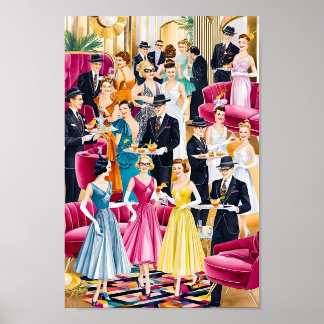 Retro Holiday Cocktail Party Poster (Front)