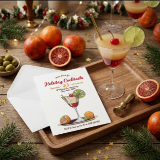 Retro Holiday Cocktails Christmas Party Invitation