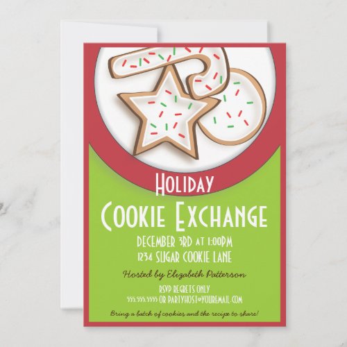 Retro Holiday Cookie Exchange in Red and Green Invitation