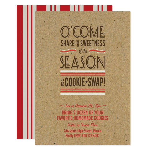 Retro Holiday Cookie Swap Exchange Invitation