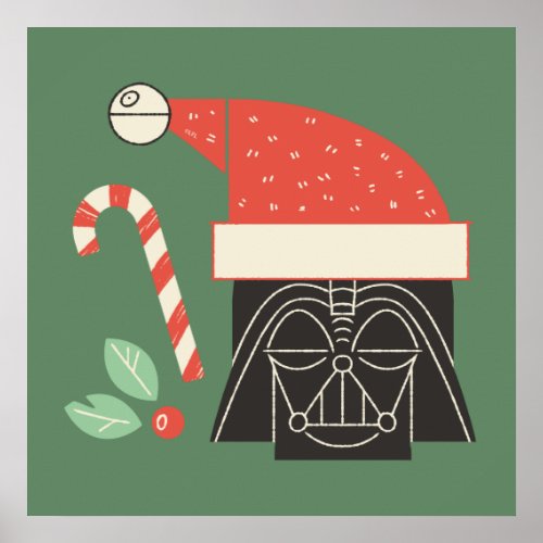 Retro Holiday Darth Vader Santa Hat Poster
