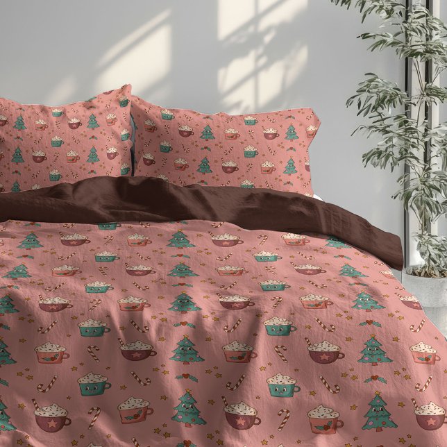 Retro Holiday Duvet Funky Pastel Christmas Style (Retro Holiday Duvet Funky Pastel Christmas Style)