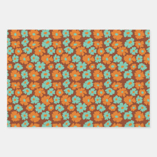 retro holiday floral wrapping paper sheets