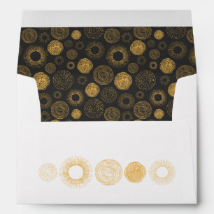 Retro Holiday Gold Burst Sparkler Christmas Envelope