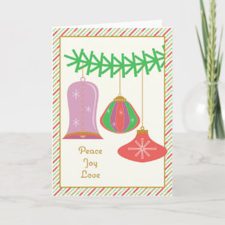 Retro Holiday Greeting Card -Peace Joy Love