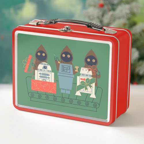 Retro Holiday Jawas Wrapping Droids Metal Lunch Box