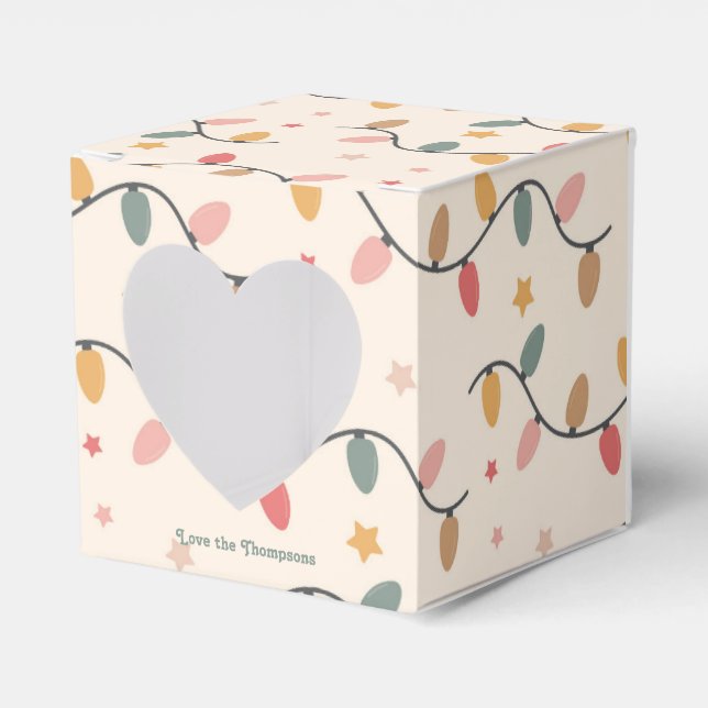 Retro Holiday Lights Christmas Holiday Favor Boxes (Front Side)
