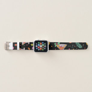 Retro Holiday Martinis with Holly Berries Apple Watch Band