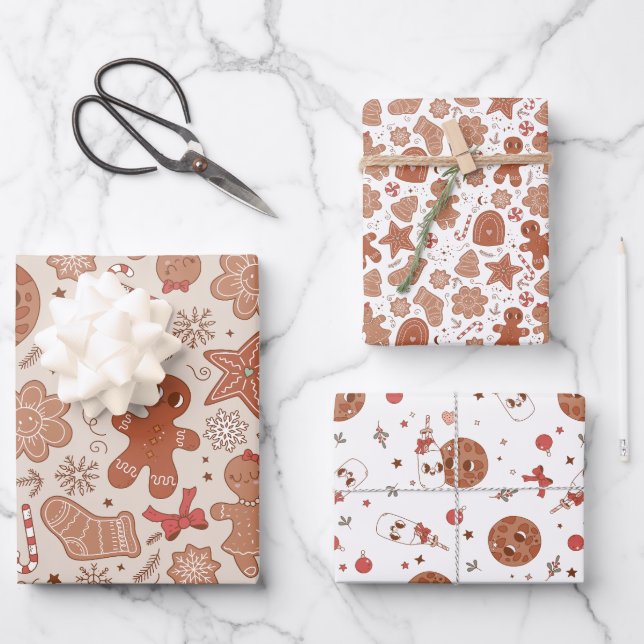 Retro Holiday Milk & Christmas Cookies Wrapping Paper Sheets (Front)