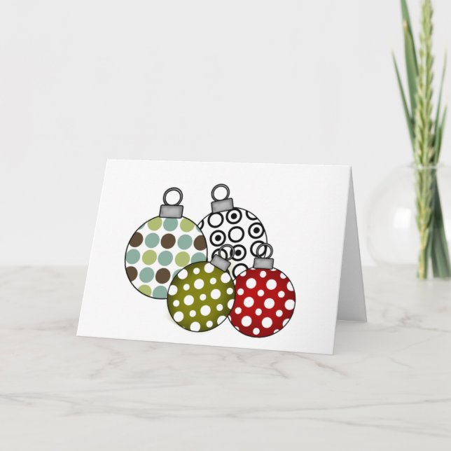 Retro Holiday Ornaments Card (Front)