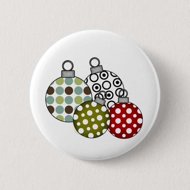 Retro Holiday Ornaments Pinback Button (Front)