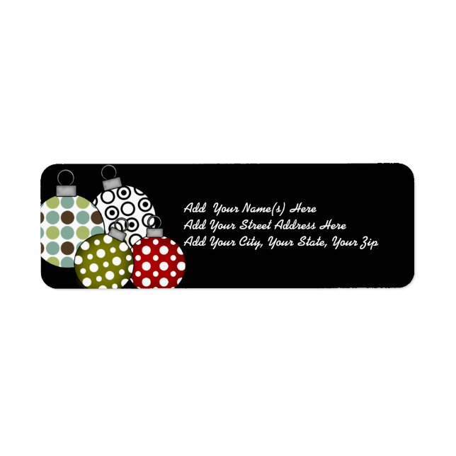 Retro Holiday Ornaments Return Address Labels (Front)
