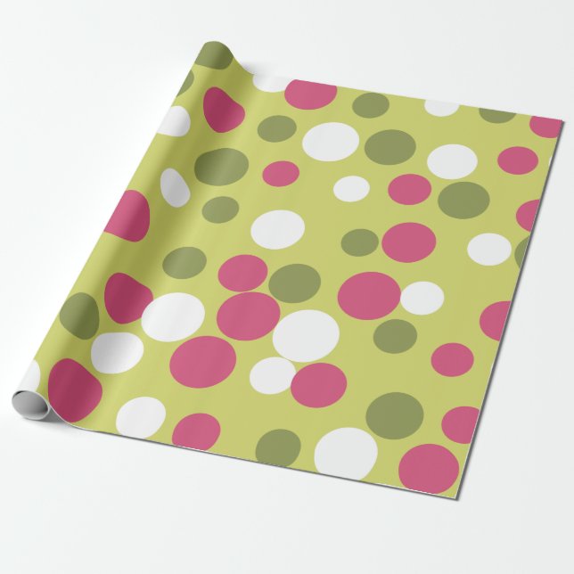 Retro Holiday Pink Lime Christmas Wrapping Paper (Unrolled)