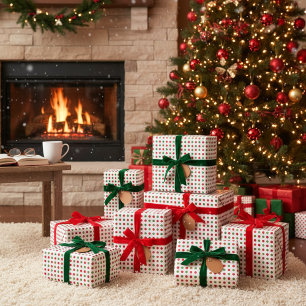 Retro Holiday Polka Dot Mid-Century Modern Wrapping Paper