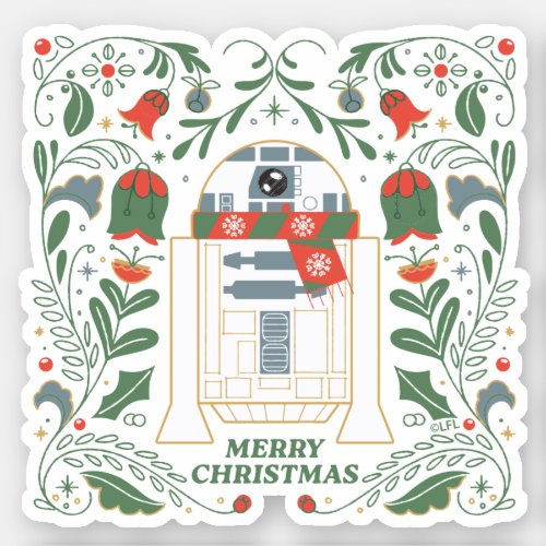 Retro Holiday R2_D2 Merry Christmas Graphic Sticker
