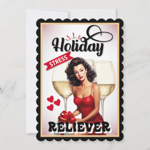 Retro Holiday Stress Reliever Pinup Thank You Card