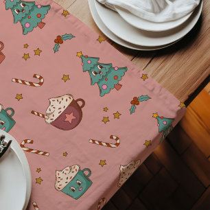Retro Holiday Table Funky Pastel Christmas Style Long Table Runner