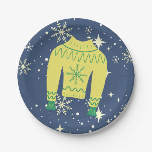 Retro Holiday Ugly Sweater Christmas Party Paper Plates