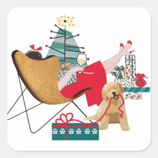 RETRO HOLIDAYS Golden Retriever stickers