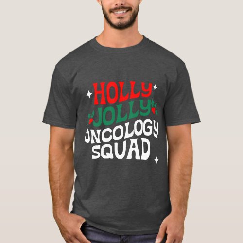 Retro Holly Christmas Jolly Oncology Squad Funny X T_Shirt