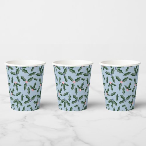 Retro Holly Holiday Paper Cups