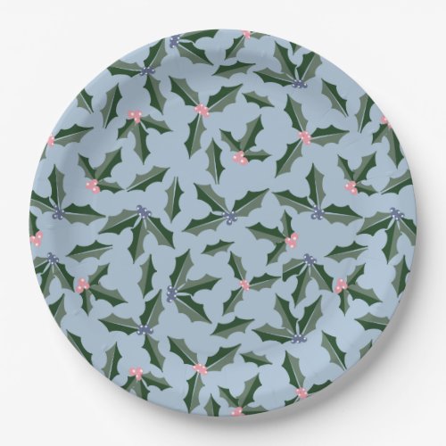 Retro Holly Holiday Paper Plates