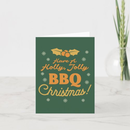 Retro Holly Jolly BBQ Christmas Photo Temp  Green Holiday Card