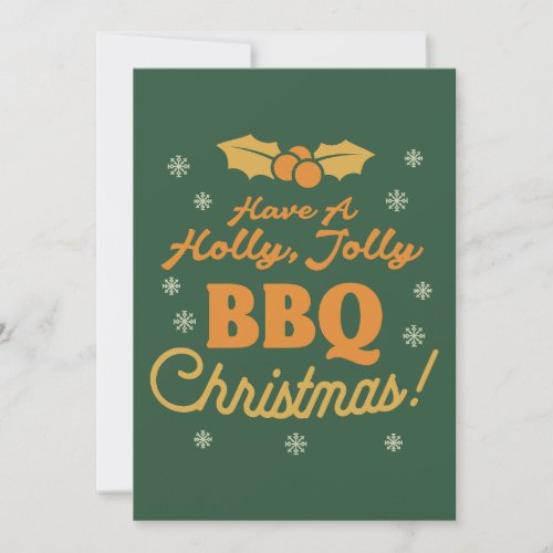 Retro Holly Jolly BBQ Christmas Photo Temp  Green Holiday Card