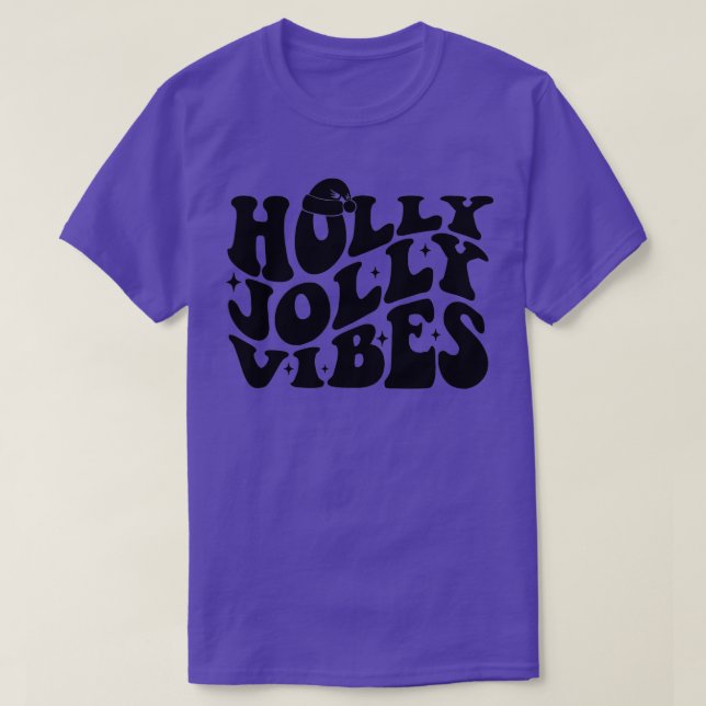 Retro  Holly Xmas Jolly Vibes Christmas Happy Chee T-Shirt (Design Front)