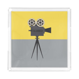Retro Hollywood Camera Colorblock Acrylic Tray