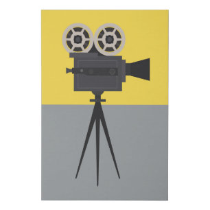 Retro Hollywood Camera Colorblock Faux Canvas Print