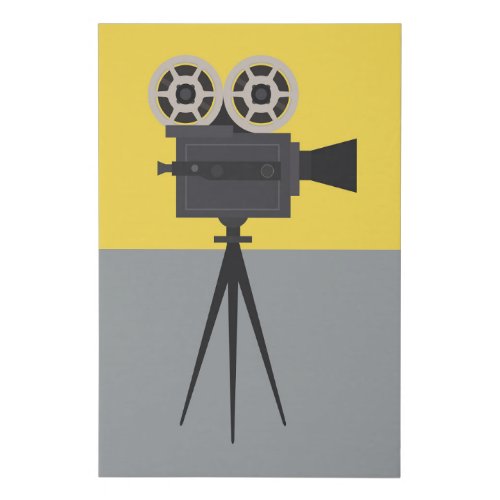 Retro Hollywood Camera Colorblock Faux Canvas Print