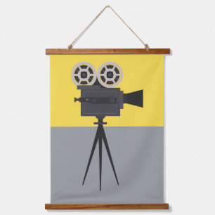 Retro Hollywood Camera Colorblock Hanging Tapestry