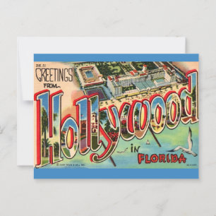 Retro Hollywood Florida Postcard