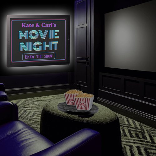 Retro Hollywood Movie Night Add Your Name LED Sign