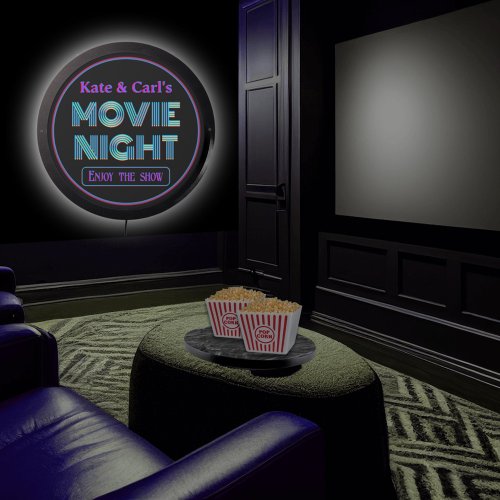 Retro Hollywood Movie Night Add Your Name LED Sign