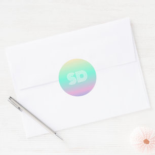 Retro Holographic Wedding  Classic Round Sticker