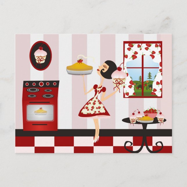 Retro Home Cooking Recipe Postcard (Front)