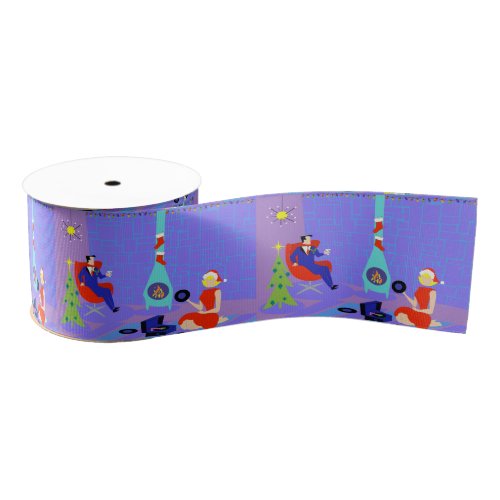Retro Home for the Holidays Gift Ribbon