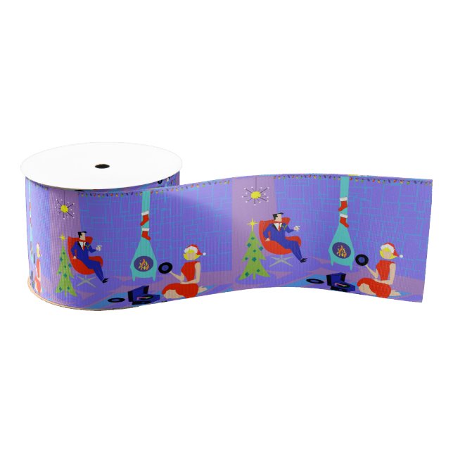 Retro Home for the Holidays Gift Ribbon (Spool)